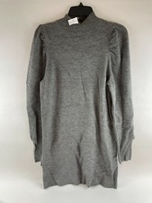 Wayf Sweater Dress Women's Size Small Gray Puff Long Sleeve Knee Length NWT