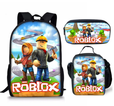Roblox Three piece Set Student Schoolbag Lunch Bag Pencil Case Free  Shipping!!