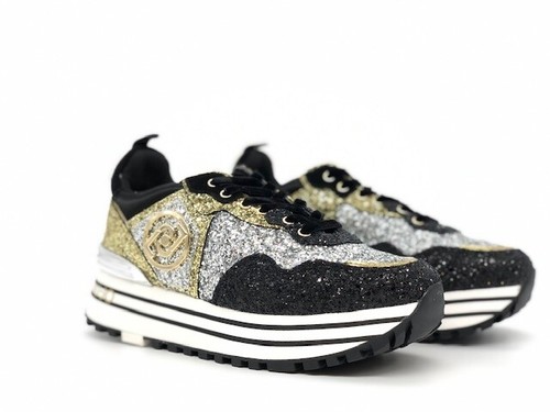 LIU JO MAXI WONDER Glitter sneaker donna nera e oro | eBay