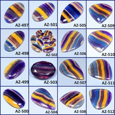 RARE NATURAL MULTI PURPLE COLOR FLUORITE OVAL PEAR CABOCHON GEMSTONE AZ-