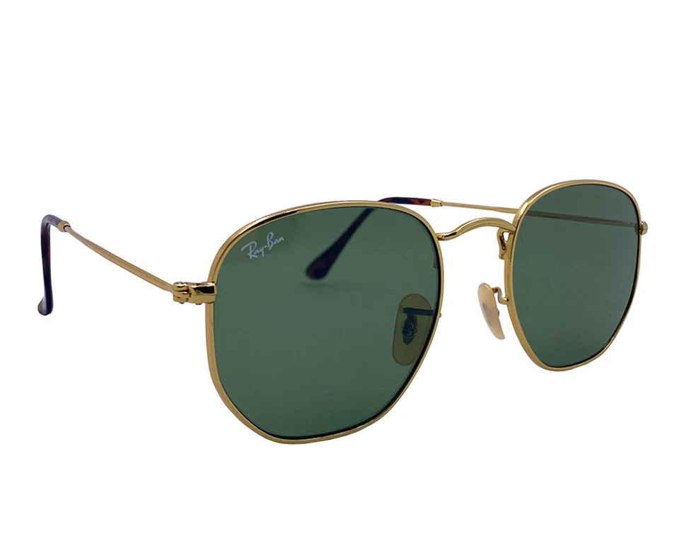 Ray-Ban Sunglasses RB3548N Hexagonal Flat Gold Frame Green Classic Lenses 54mm - Image 3 of 4