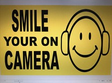 Smile Your On Camera / Vinyl Sticker Wall  Door Inside/outside 6" x 8"