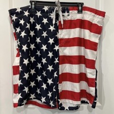 American Flag Swim Trunks All Over Print Drawstring Men  s Swimwear