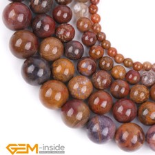 Brown Mexico Moss Agate Natural Gemstones Round Beads For Jewelry Making 15'' AU