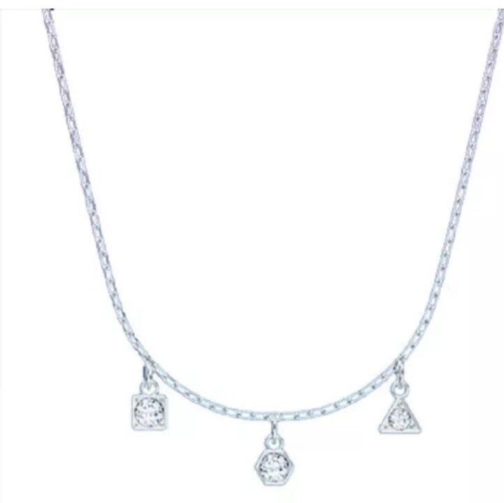 SWAROVSKI Trio Crystal Pendants SIMPLE Necklace Rhodium 5568012