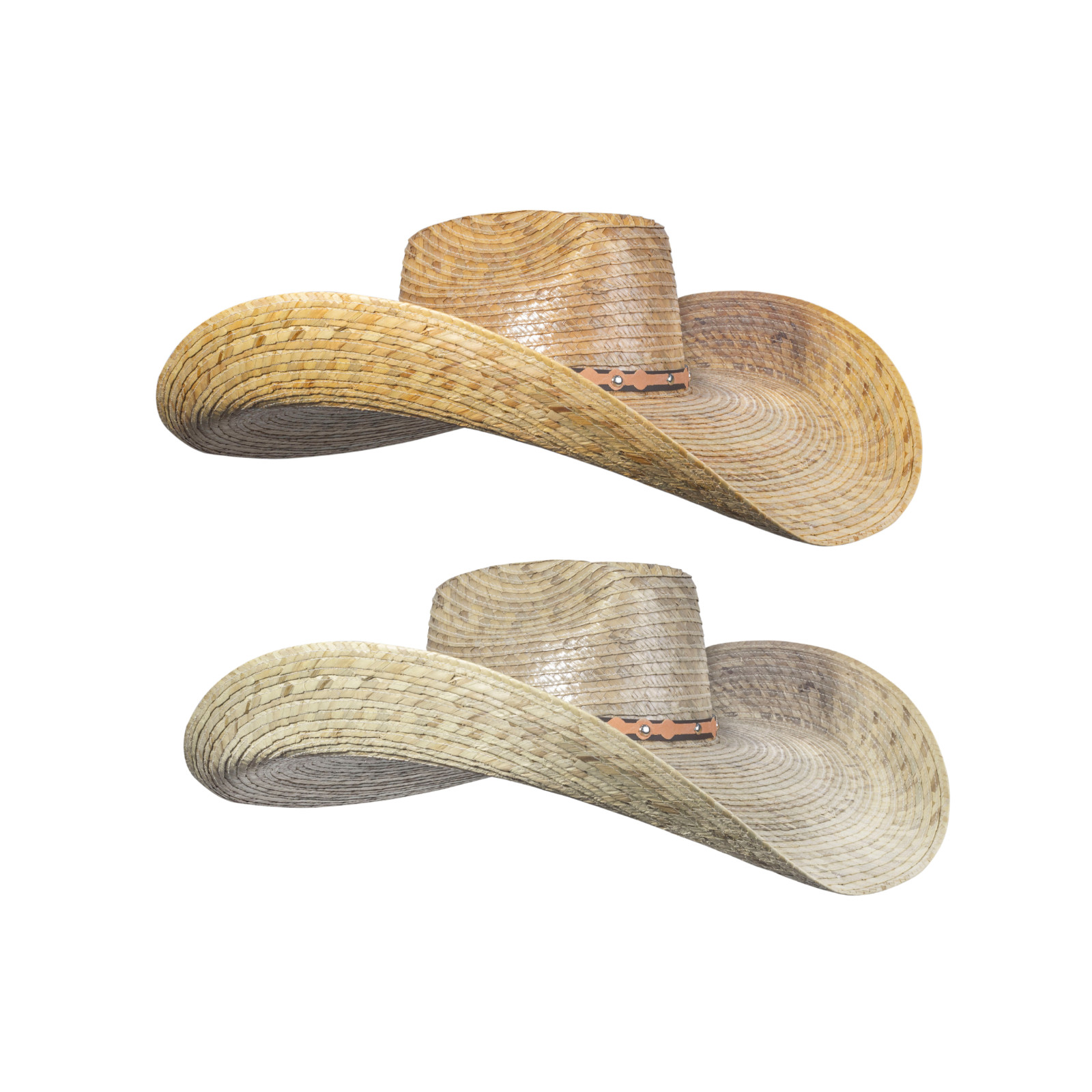 2 pack Oversized Dark and Natural Cowboy Wide Brim Straw Hat | Sombrero de Palma
