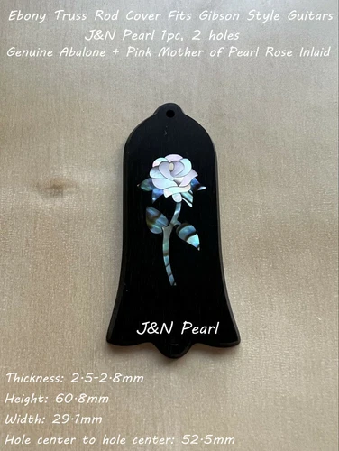MOP+Abalone Rose Inlaid Ebony & Rosewood Truss Rod Cover Fits Gibson Gutiars