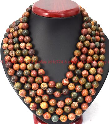 Natural 6/8/10mm Multicolor Picasso Jasper Gemstone Round Beads Necklace 14-100''