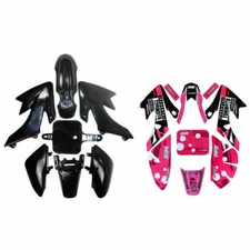 Black Plastics Fender Pink Sticker Kit For CRF50 Dirt Bike Baja SSR SDG 125cc 
