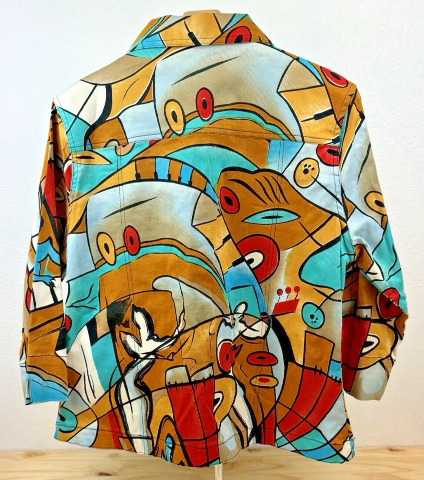 Chaqueta De Colección 90 Cactus Para Mujer L Imagen Espejo Arte Abstracto para Usar Inspirada en Picasso Foto 2 de 4
