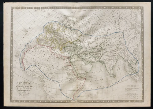 1836c - Large Antique Map Known World of the Ancients - Félix Ansart - Worldmap