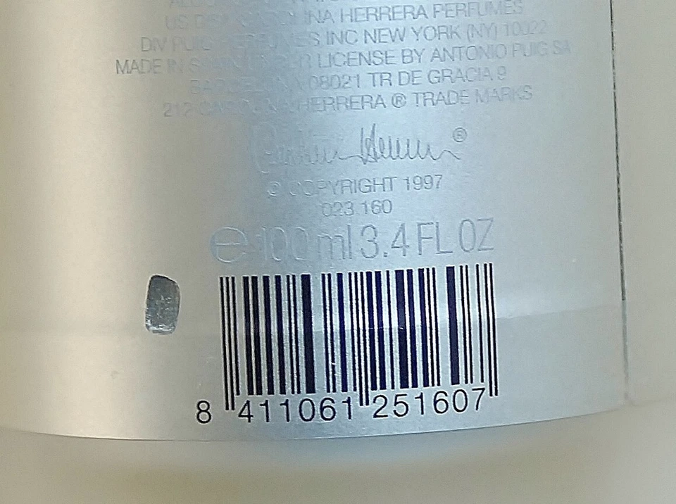 Винтажная туалетная вода-спрей 212 CLASSIC от CAROLINA HERRERA 100 мл 3,4 унции 1997 ПЕРВОЕ ИЗДАНИЕ. ЗАПЕЧАТАННЫЙ - Изображение 4 из 4