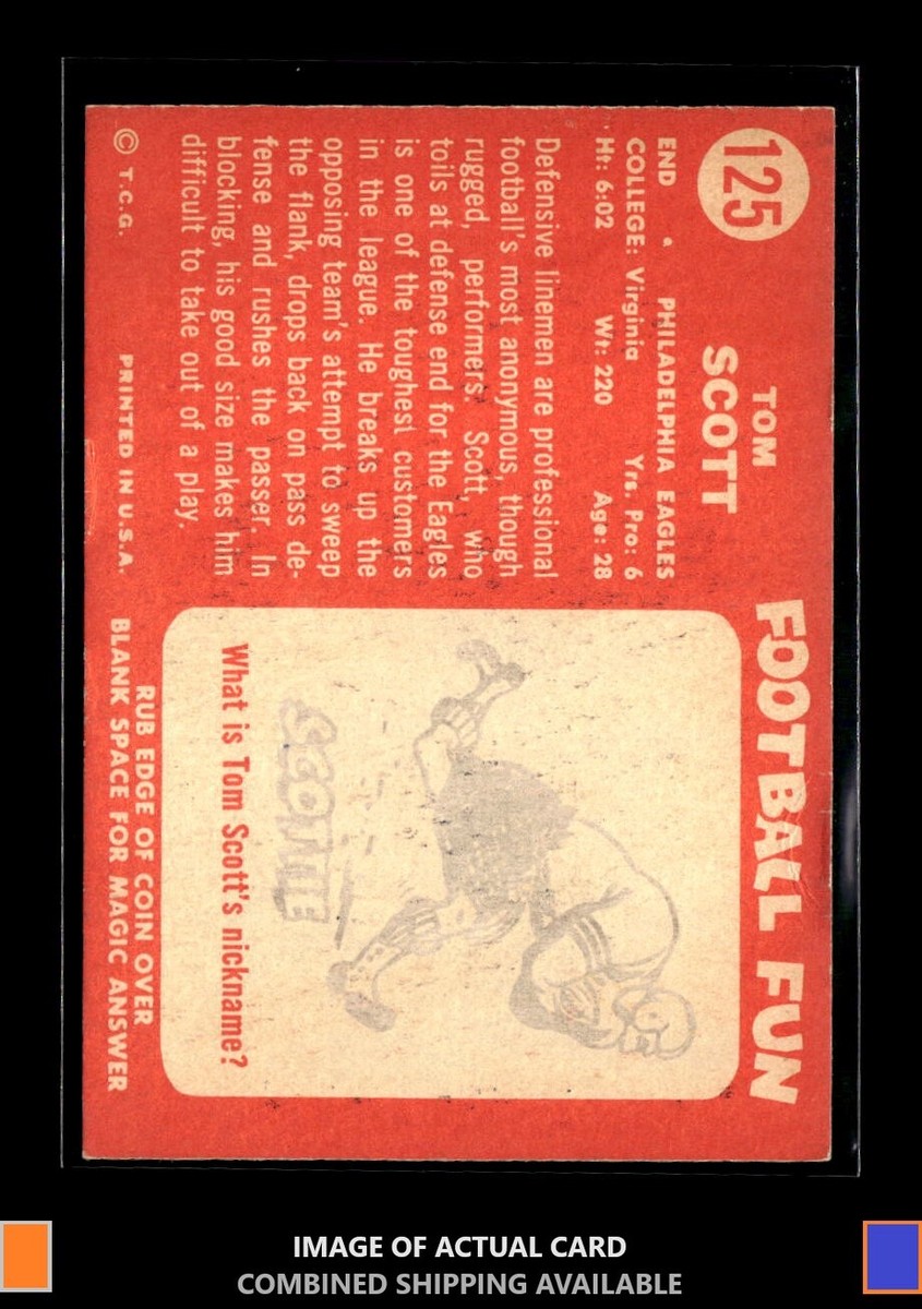 1958 Topps #125 Tom Scott Philadelphia Eagles Sharp Lower Left