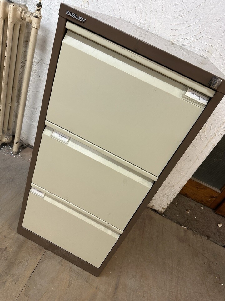 Bisley Lockable 3 Drawer Metal Filing With Key eBay