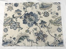 2 Floral Standard Sham Blue / Off White 25.5 x19 Linen/Rayon Made in USA