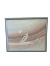 Vintage Mid-Century William Meyers Seascape Abstract Painting On Canvas 22X26