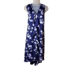 Whimsigoth Midi Dress Sz M Fairy Floral Ruffle Blue White Petals