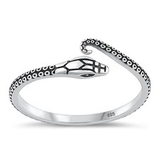 Adjustable Snake Ring New .925 Oxidized Polished Sterling Silver Band Sizes 4-10
