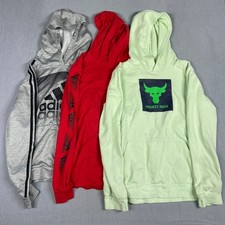 Adidas Boys XL 18 20 Lot of 3 Gray Space Dye Graphic Logo Hoodie Sweatshirt