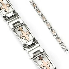 New  316 stainless steel silver coffee color cross bracelet