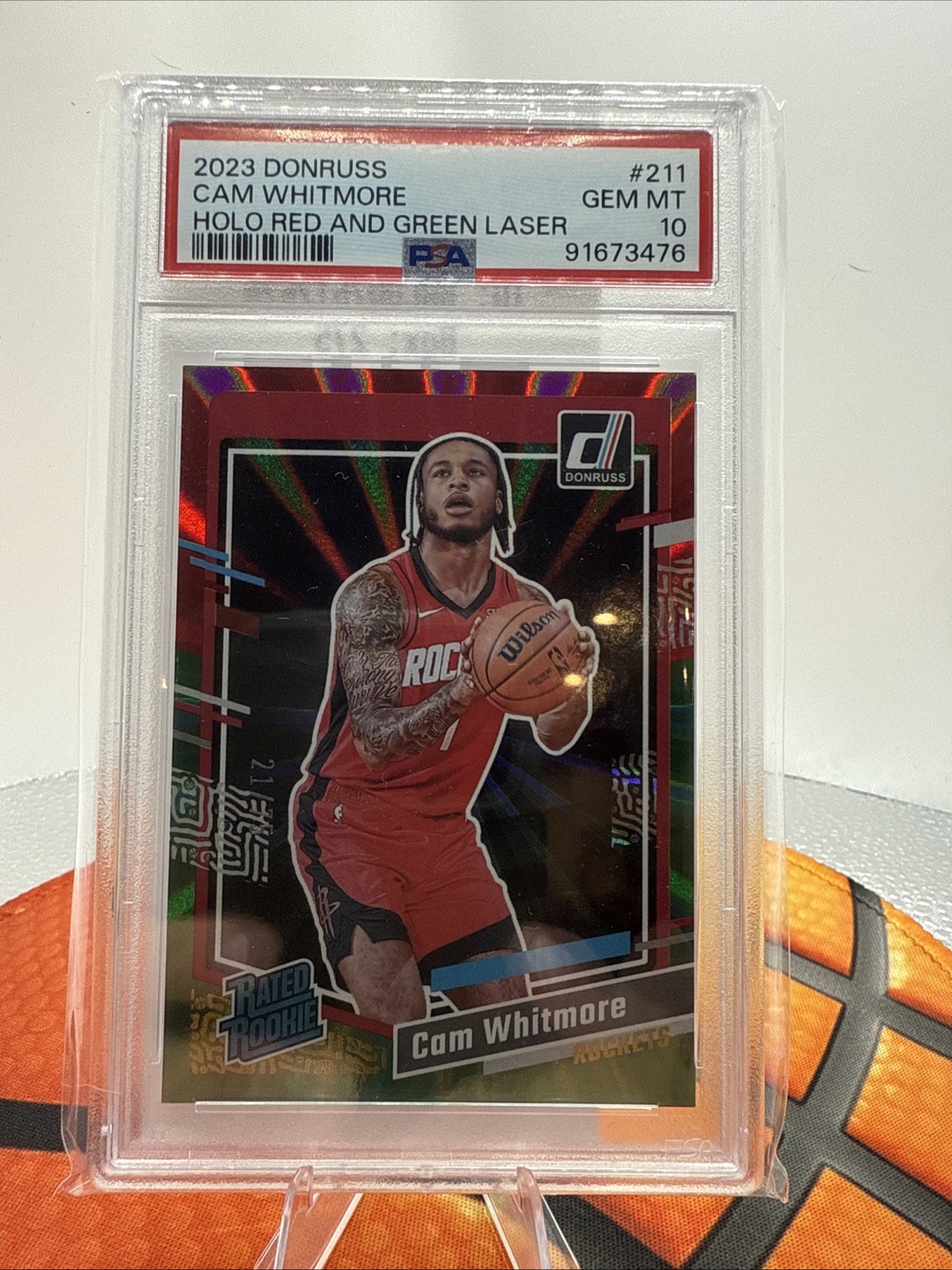 2023-24 Panini Donruss RR Cam Whitmore #211 Holo Red and Green Laser /75 (RC)