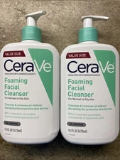 2 PACK CeraVe Foaming Facial Cleanser VALUE SIZE Normal To Oily Skin 16oz