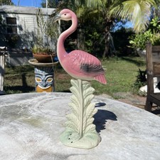 Vintage Mid Century 1950's Glossy Art Deco Pink Flamingo Tall Ceramic Figurine