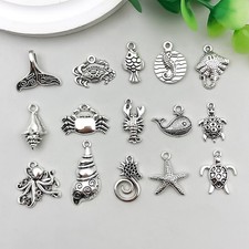 BULK 60Pcs Sea Animal Charms DIY Jewelry Making Pendants Antique Silver