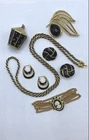 Vintage Trifari Black Gold Tone Jewelry Lot 8pc Cameo Bracelet Necklace 142g
