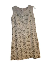 Women’s Embroidered Italian Linen Sheath Large Timeless Elegant Wedding Guest