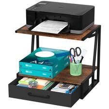 Printer Stand for Desk with Storage Drawer, 3 Tier Desktop or Under Desk Prin...