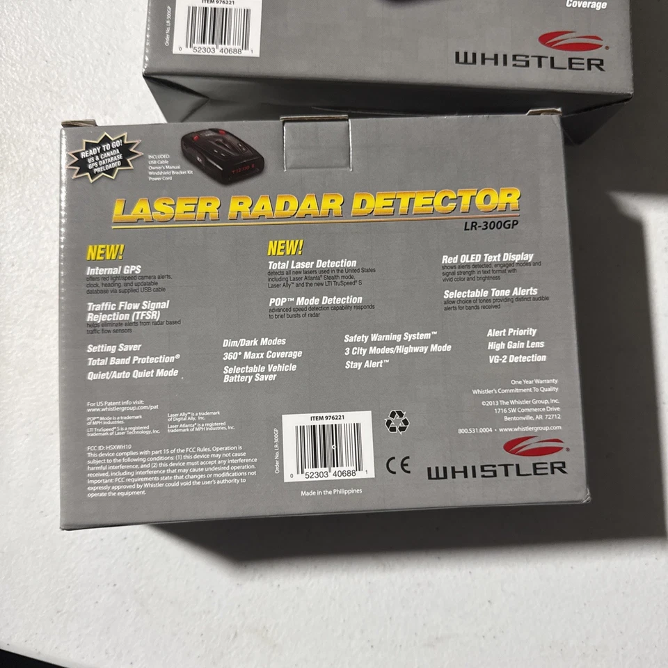 Whistler LR-300GP Radar Detector with Internal GPS New Open Box Never Used - Image 3 of 3