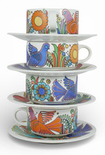 Vintage Villeroy & Boch Acapulco Flat Teacup & Saucer Duo Tea Cup Blue Stamp