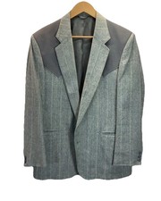 Circle S Western Blazer Sport Coat Mens Light Gray 40R Single Vented Notch Lapel