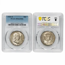 1948-D Franklin Half Dollar 50C PCGS MS 63 FBL 54137805 