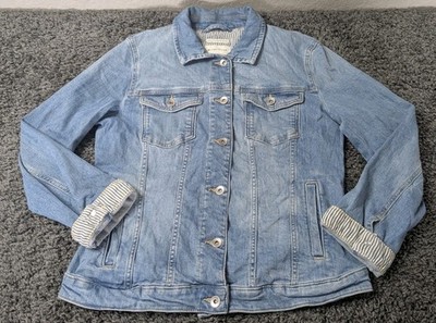 Tom Tailor Denim Jacket Women's L Blue Button Up Long Sleeve 4 Pockets