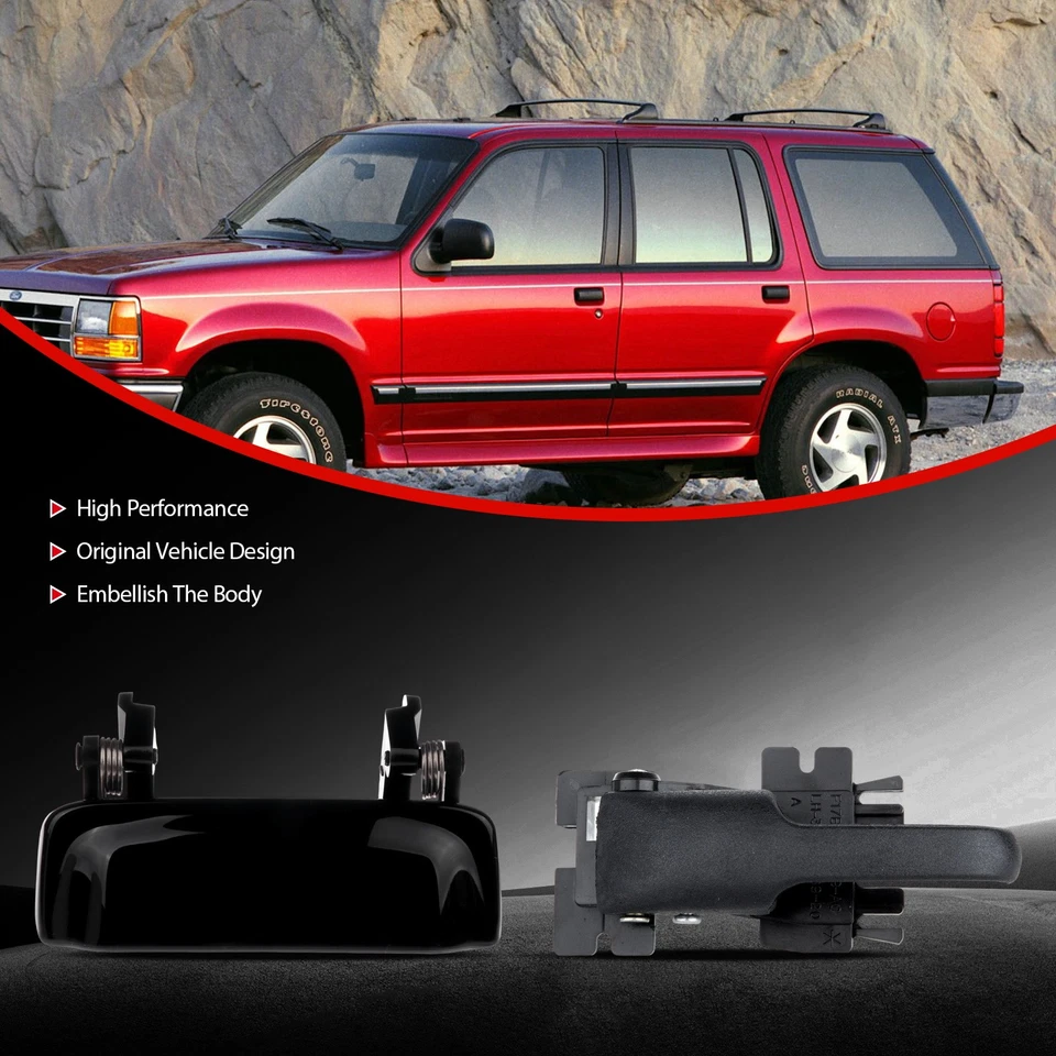 Set of 8 Black Inside & Outside Left Right Side for Ford Explorer Door Handles - Изображение 3 из 4