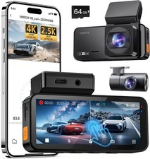 Virrow Dash Cam Front and Rear:4K 2.5K Dash Camera for Cars w Touch Screen 3.39"