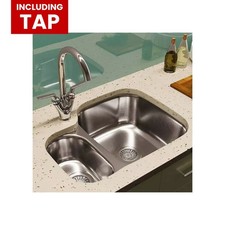 Astini Renzo 1.5 Bowl Stainless Steel  Kitchen Sink, Waste & Saturn Tap LHSB