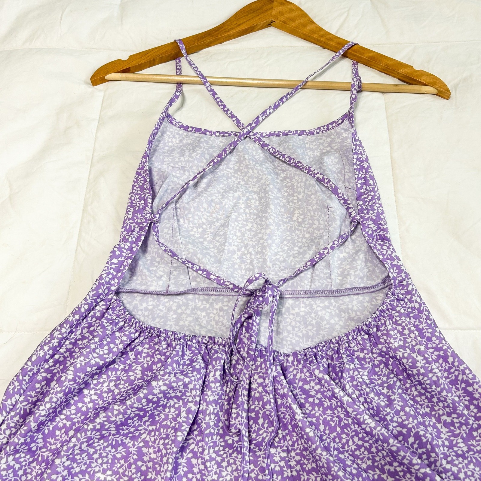 NWOT SHEIN Purple Floral Strappy Fit & Flare Mini Open Back Dress Size 6 Medium