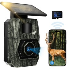 Solar Trail Camera WiFi Bluetooth - 4K 64MP Game Camera with 5200mAh Recharge...