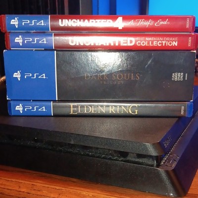 Sony PS4 Slim Console, Gold DualShock 4, Full Series Dark Souls & Uncharted