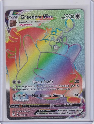 Greedent VMAX Rainbow Secret Rare #272/264 - Fusion Strike Holo NM