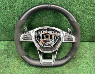   2015-2018 Mercedes W205 C43 GLC63 AMG Steering Wheel Flat Bottom Suede OEM