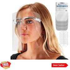 Salon World Safety Face Shields with Glasses Frames Pack of 25 - Ultra Clear ...