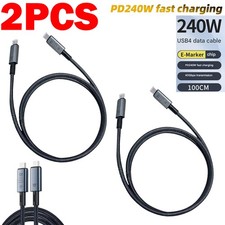 2PCS For Thunderbolt USB 4 USB-C 8K Cable 40Gbps Charger Data PD 240W UHD Video