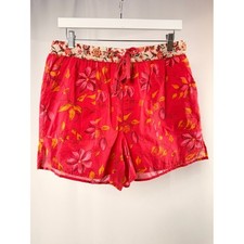 NWT Sundance Floral Drawstring Cotton Shorts in Pink Yellow Size Medium