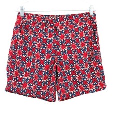 J. Crew Floral Swim Trunks Mens Size 30 Red Blue Summer Vacation Beach Preppy