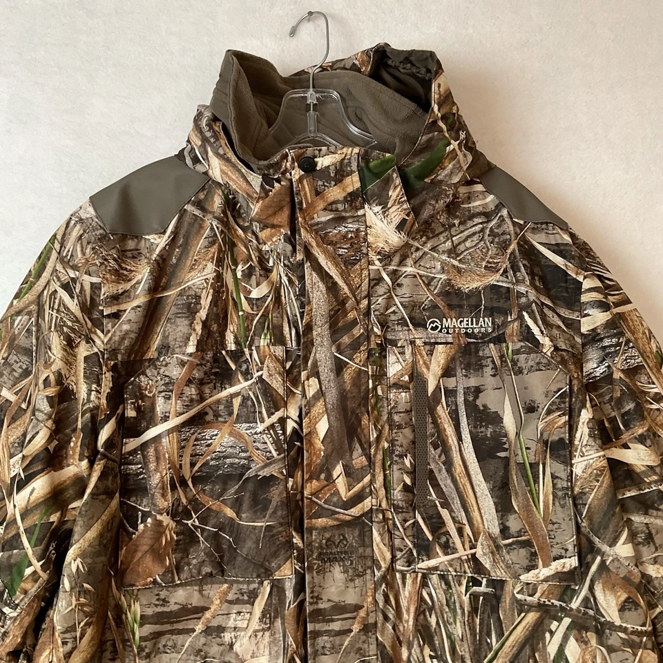 Magellan Outdoors Insulated Jacket Mens XL Camouflage Hood Realtree Max 5 Hunt - Image 2 of 4