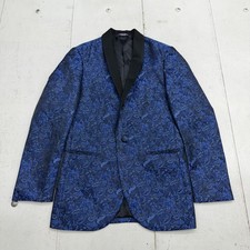 MOD Suit Jacket Boys 160 Blue Paisley Slim Fit Shawl Lapel Tuxedo Formal Wedding